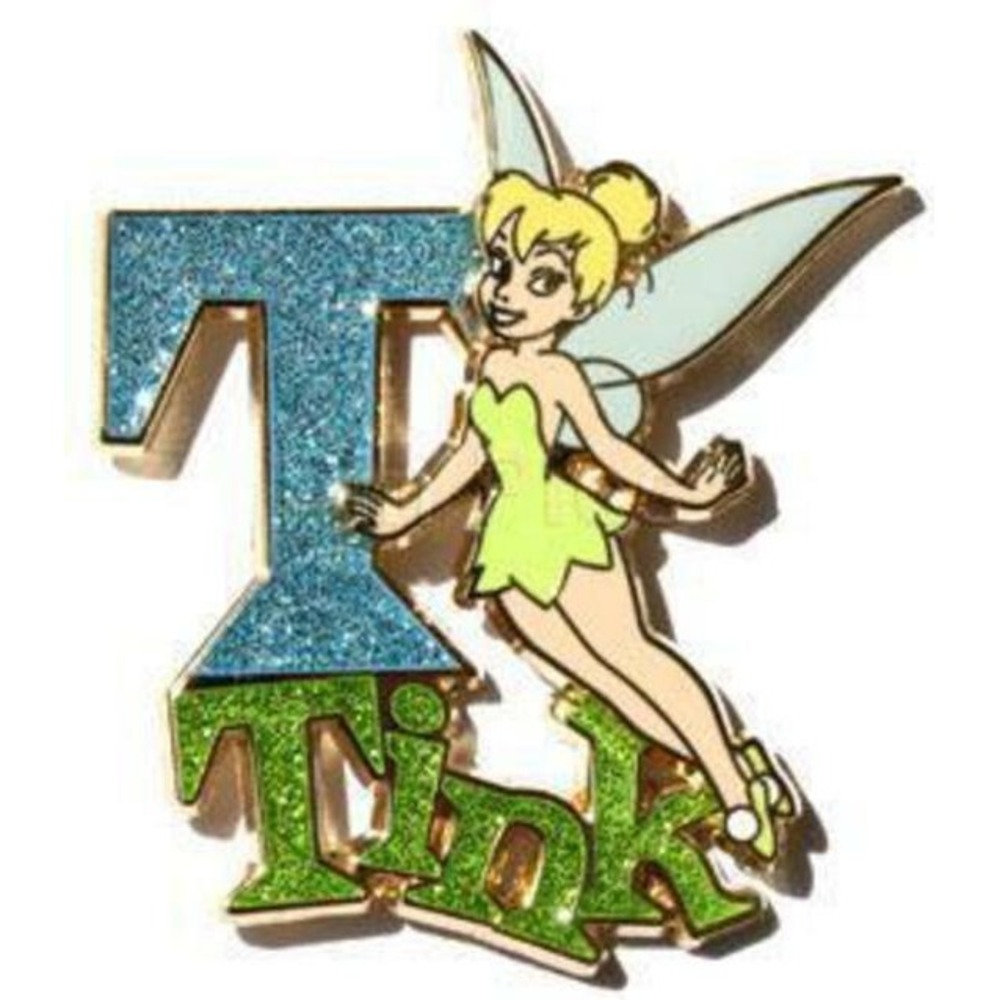 Disney Pin 52558 Tinker Bell Glittered Green T Tink Peter Pan Movie Fairy Pin